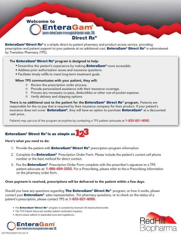 EnteraGam Prescriber Instruction Form